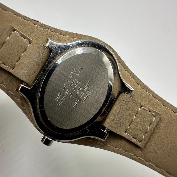 3/$30 Anne Klein Watch Women Silver Tone Cream Leather Band New Battery 8.5" - Picture 3 of 13